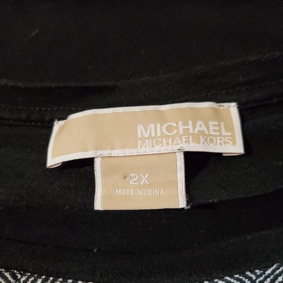 Michael Michael Kors Herringbone Blouse Top Womens Plus Size 2X Flowy Career - Picture 7 of 11